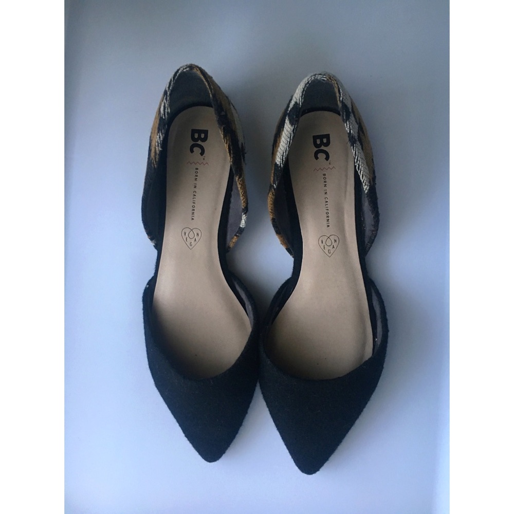 Vegan Black Felt Flats Size 7.5